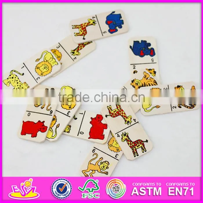 2016 hot sale educational children wooden domino building blocks W15A067