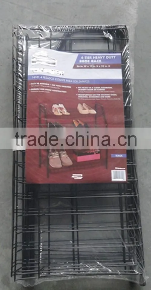 suitable for holding 16 pair shoes 4 tier steel tube black or whte wire shoe rack