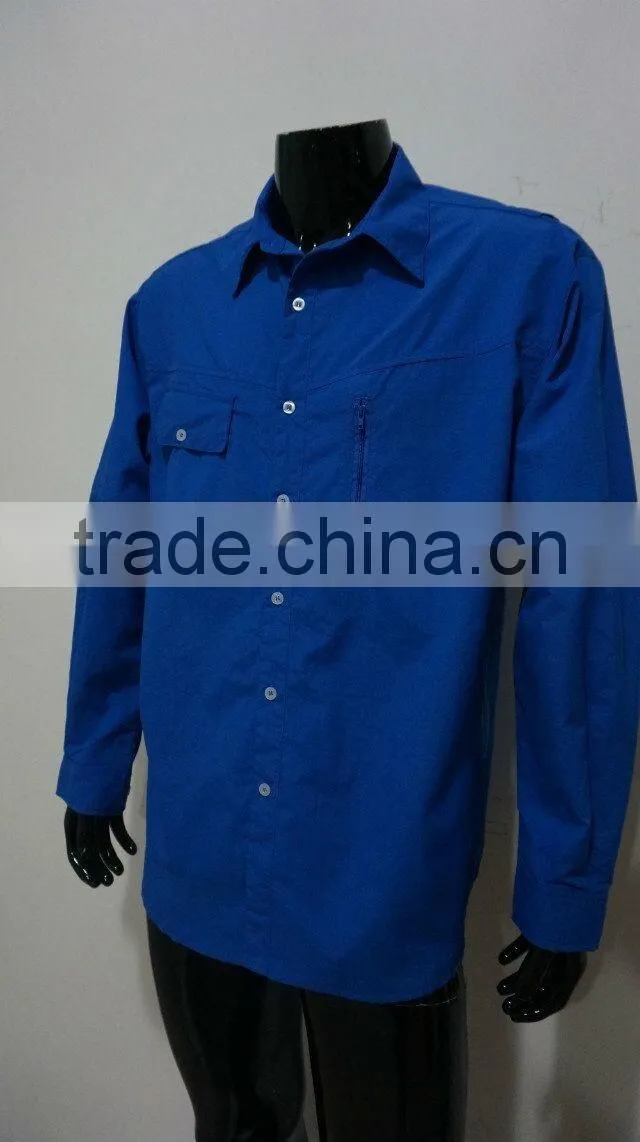 ZX Wholesale Fishing Shirts, Elastic polyester pongee fabric casual shirt, new design outdoor shirt