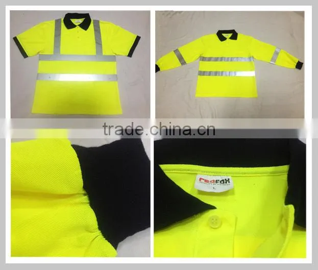 custom printed safety high visibility color combination polo t-shirt