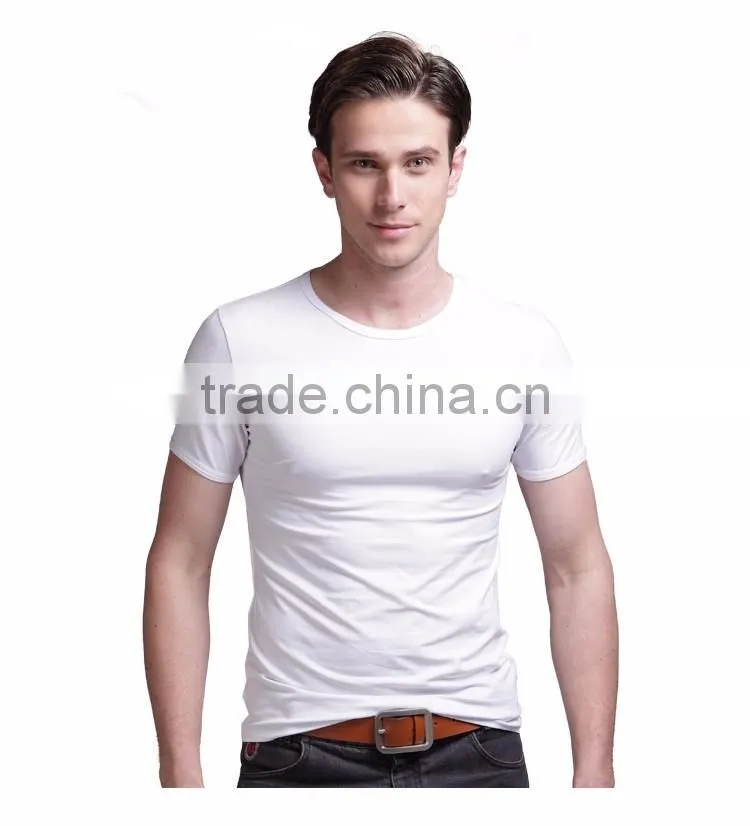 2016 new casual fashionable blank round- collar men's short sleeve t-shirt