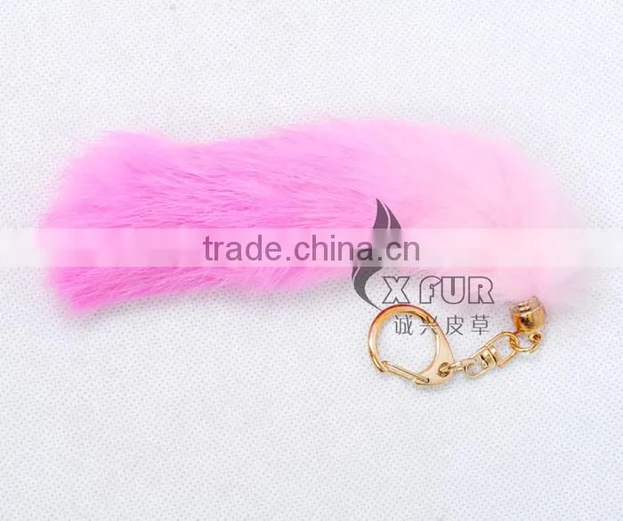 CX-R-39C Wholesale Dip Dyed Genuine Rabbit Fur Keychain
