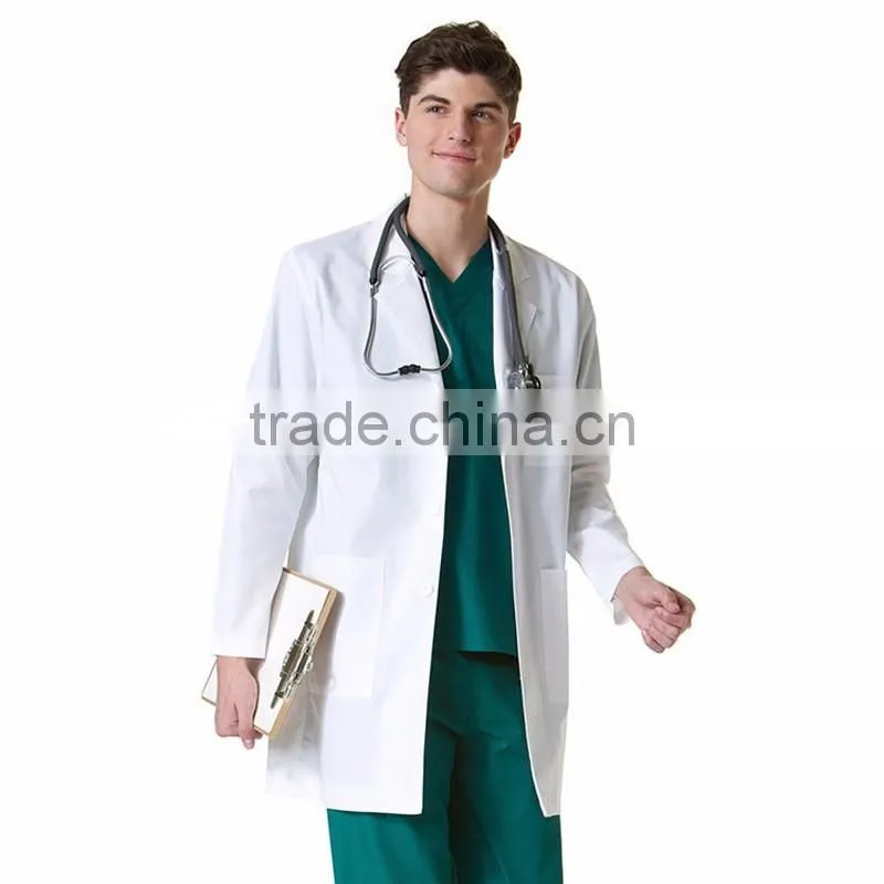 New High Quality Hospital uniforms Unisex White Long Sleeve Lab Coat