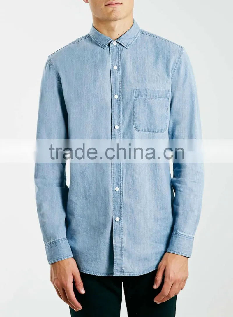 man jean solid color shirt slim fit shirt