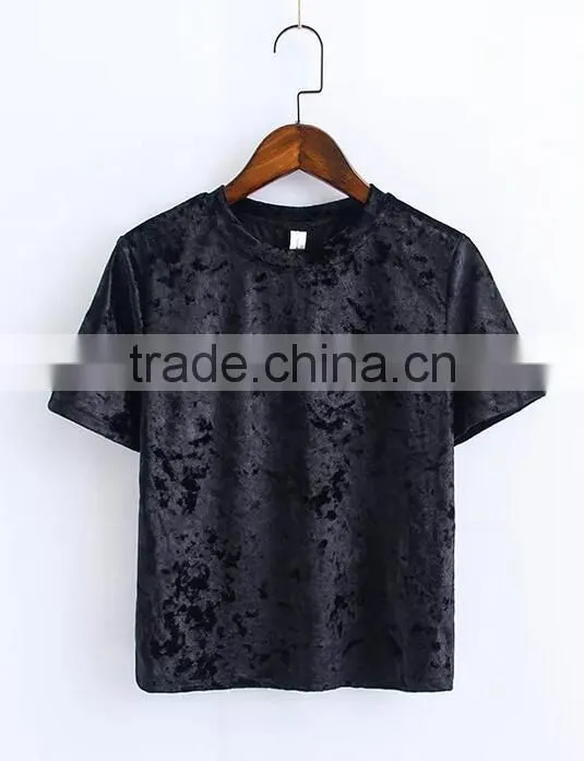 Runwaylover EY2389B Ladies Sexy 2017 Short Sleeve Crop Tops