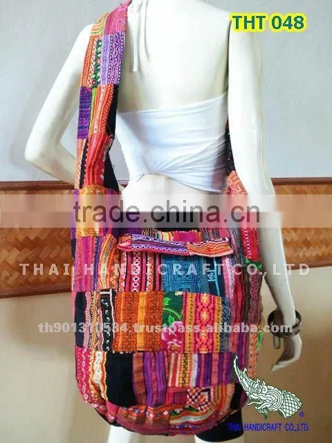 Hmong Large Cotton Shoulder Bag Hippie Boho Sling Crossbody