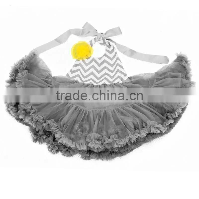 American girls multi color chevron satin halter dress with rose tutu dress