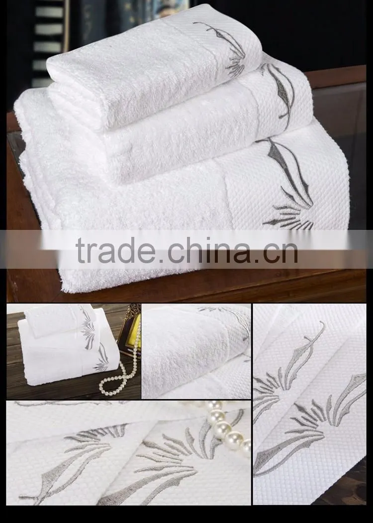 cotton white hotel bath/face/hand towel set wholesale