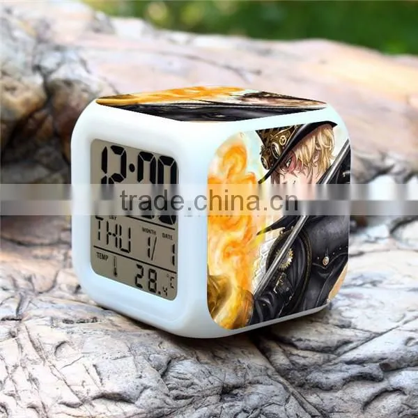 (High Quality)One Piece Colorful Clock Luffy LED Desk clock,Alarm Digital Clock,DIY Clock