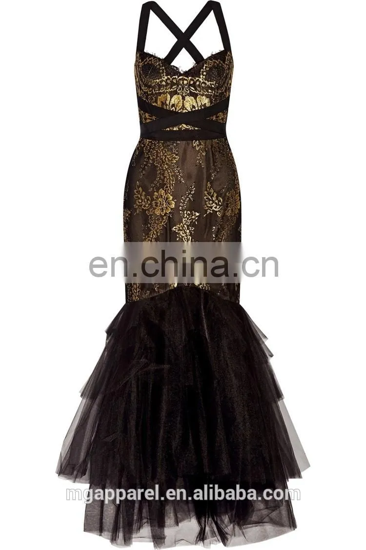 ladies long evening party dress black lace mermaid evening gowns