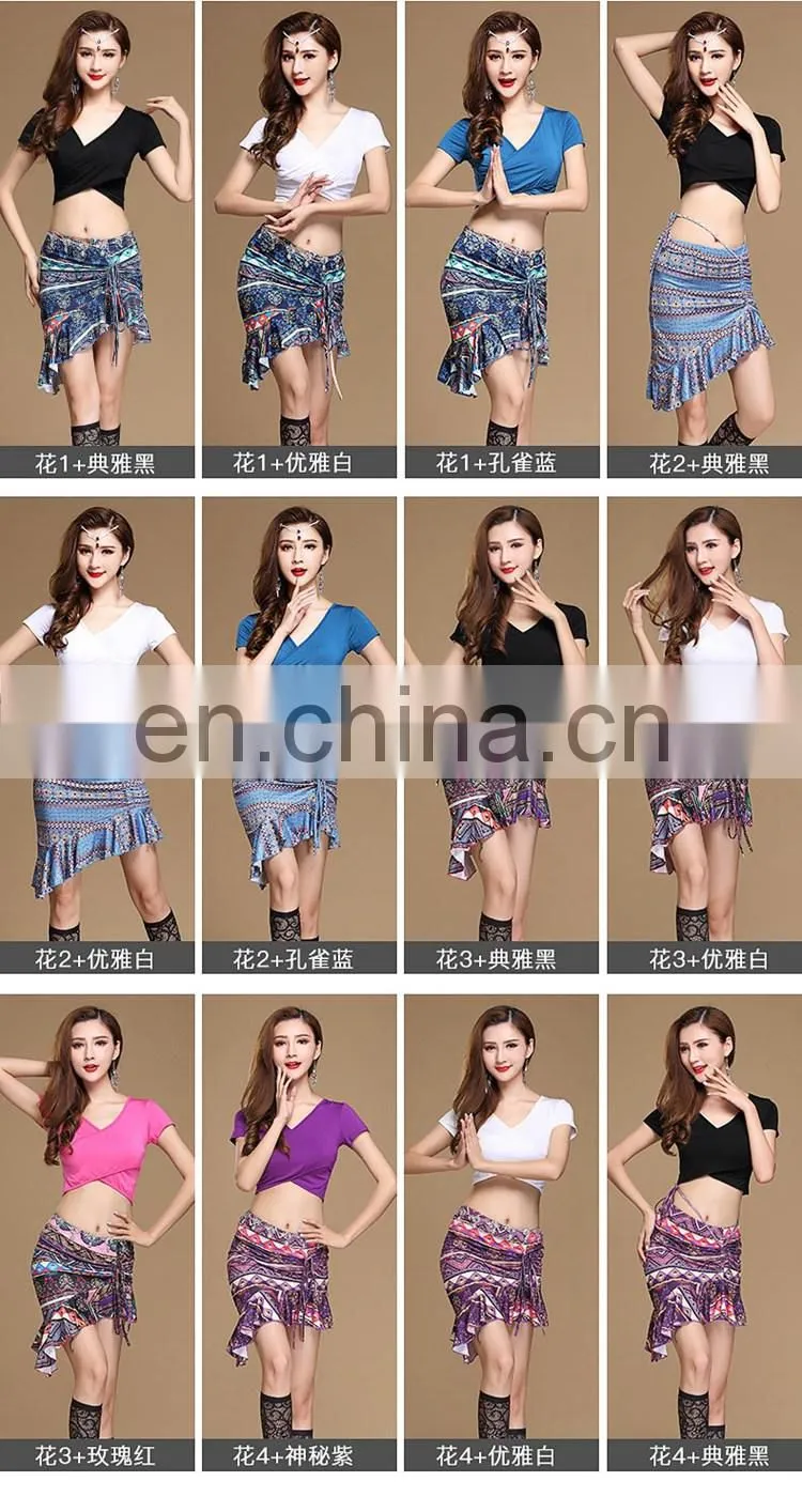 T-5189 Fashion designed printed pattern 12 colors belly dance costumes