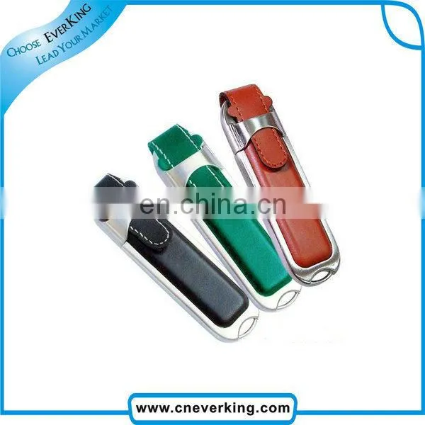 custom promotional gift USB 2.0 leather usb logo