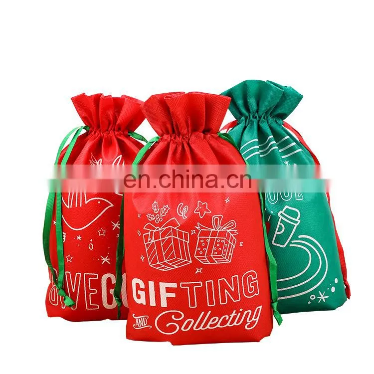 Promotional Christmas Drawstring Non Woven Bag Kids with Custom Logo