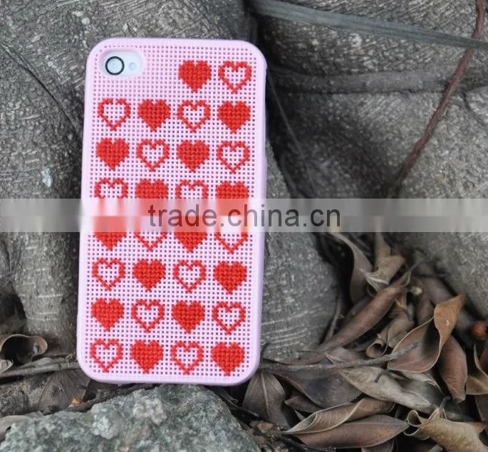 DIY cross stitch silicone phone case