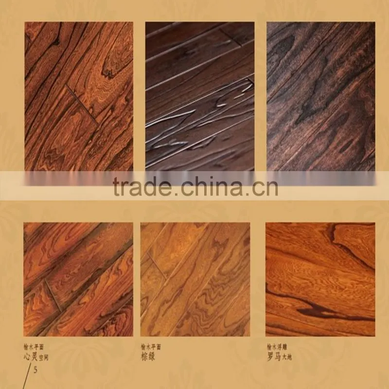 Elm Embossed Engineered Solid Wood Flooring Manufacturer With High Quality