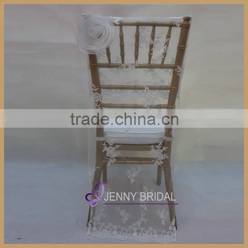 C174F1 White Elegant Chair Sashes Lace Chair Covers Wedding