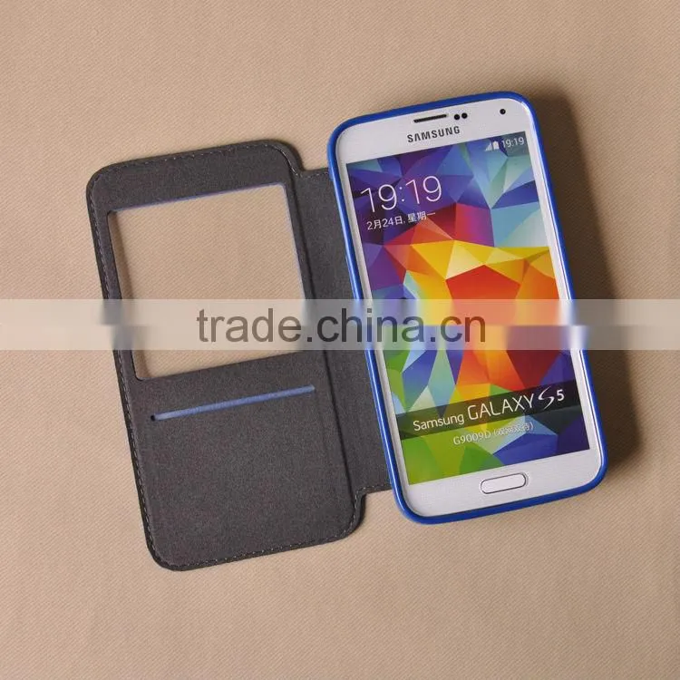 view flip case for Samsung S5 flip case with stand