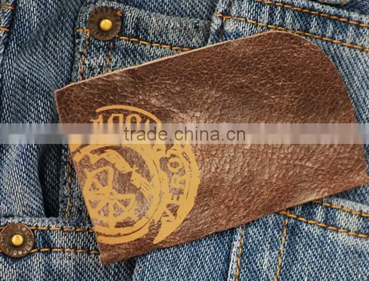 Best price competitive jeans leather patches printed