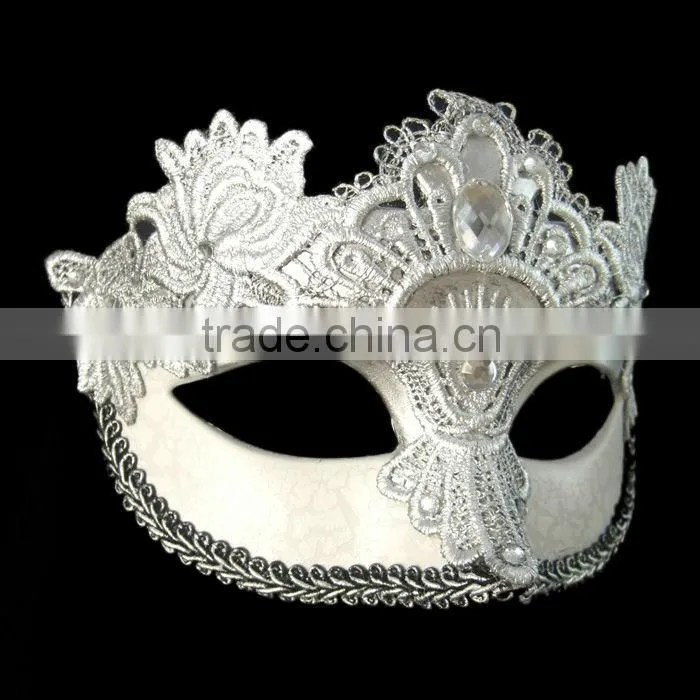 Plastic Silver Mask With Rhinestone