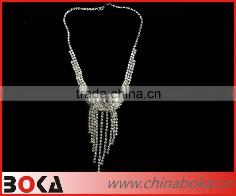 BOKA high quality luxurious crystal diamante neck trim, elegant rhinestone necklace for wedding dress