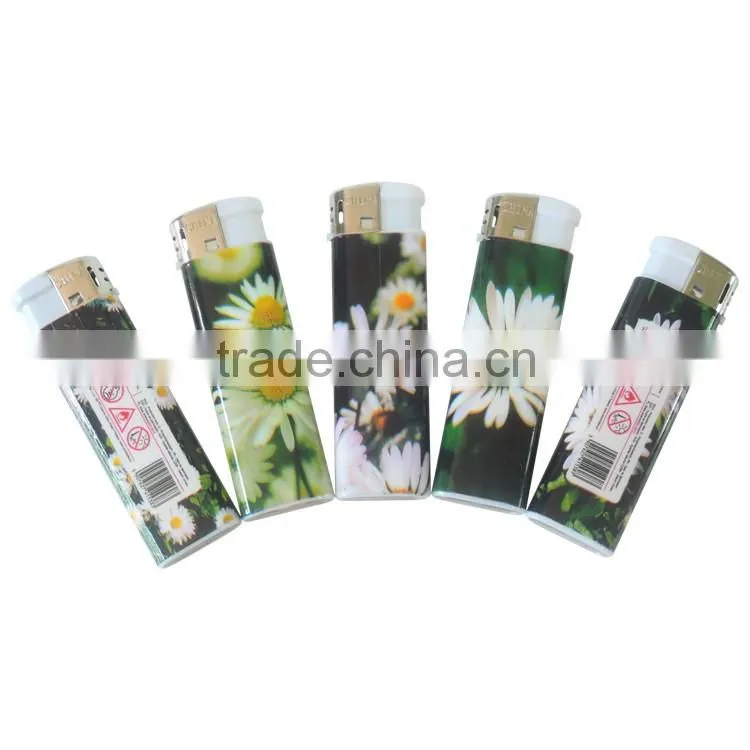 plastic refillable oil cigarette lighter customize picture cover fire flame lighter