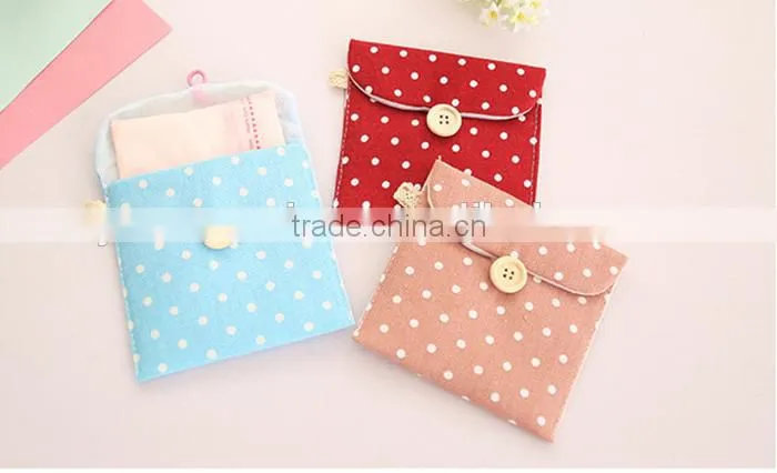 Nice dots ladies cotton sanitary napkin bag