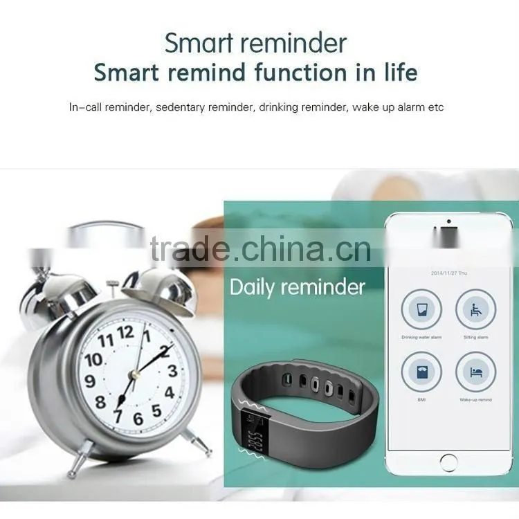 TW64 Bluetooth 4.0 Pulsera Inteligente Passometer Bracelet Sleep Fitness Activity Tracker Call Reminder Smart Band