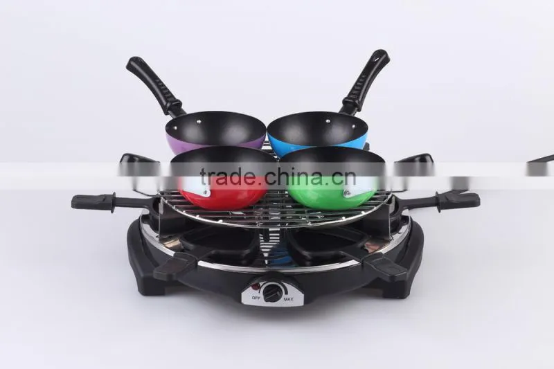 900W Raclette Grill With Temperature Thermostate For 6 Persons RG-206 WITH Stone Plate