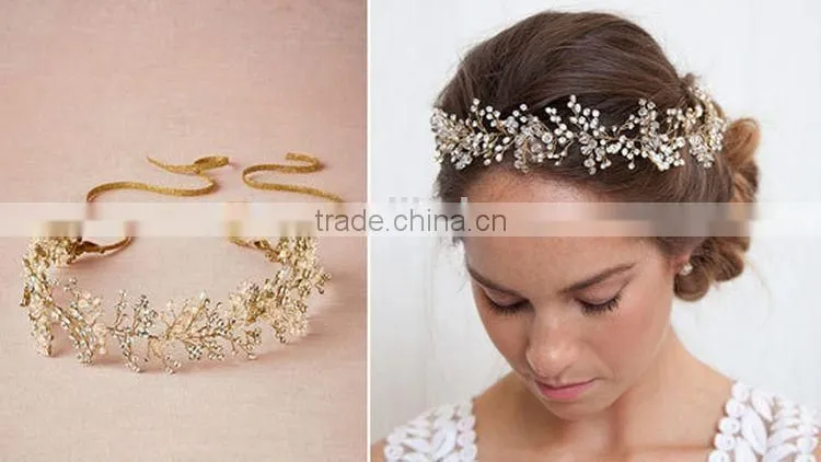 Luxury Handmade Rhinestone Pearl Hair Band New Brand Bridal Hair Accessories