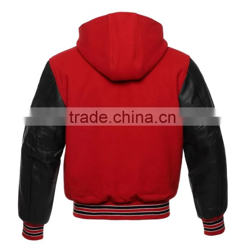Custom Quality Hooded Plain College Varsity Jacket Wholesale