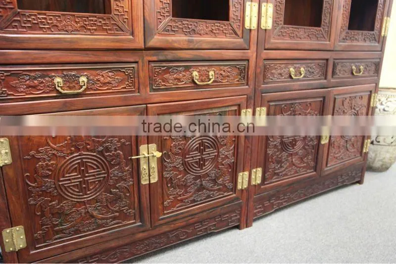 Chinese antique carved rosewood bookshelf