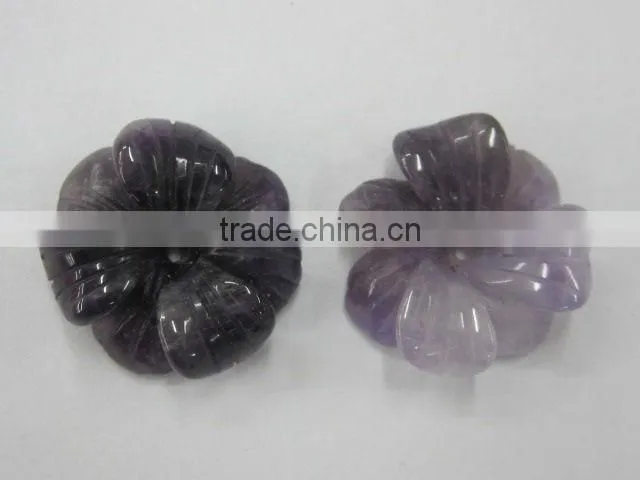Mixed gemstone carved flower amethyst carved five-petal flower