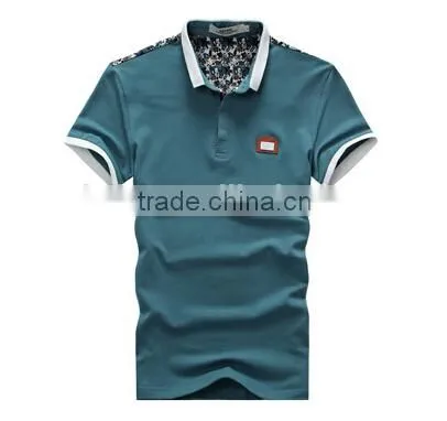 Men's pocket t shirt with pocket -Men's lapel short sleeves back yoke print 100% cotton t shirt