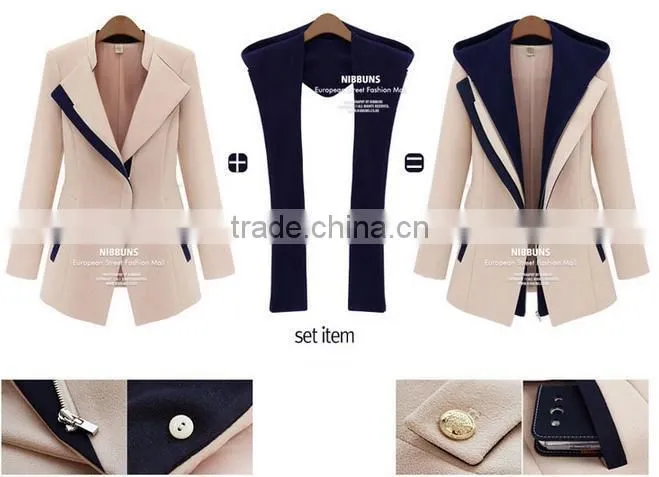 2014-2015 Hot-sale! Two pieces of new design skinny wool blending overcoats for girls