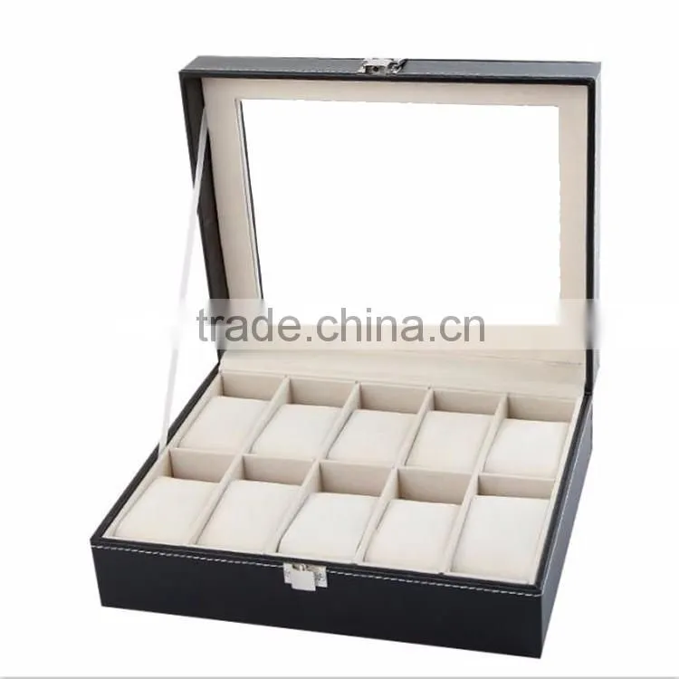 Wholesale Custom Stunning Wlegant 10 Slots Black Wooden Watch Boxes For Men.