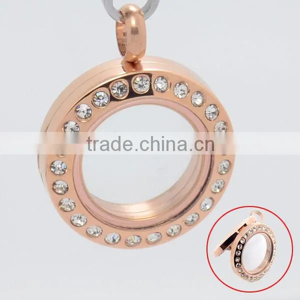 Best quality Diy 20mm round crystal silver/gold magnet glass memory charms floating locket