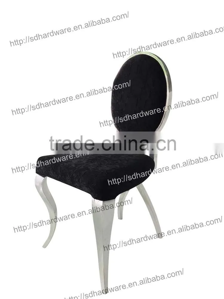 2016 stainless steel round back design fabric banquet hall chairs