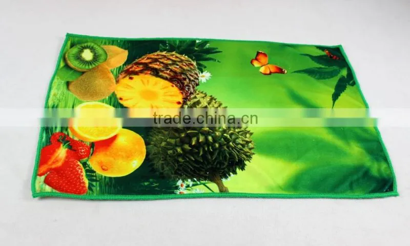 40x60cm 60g microfiber custom tea towel printing with fruit and flower