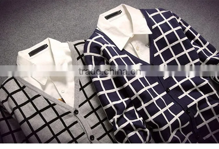 2015 winter men's V-neck long-sleeved show thin sweater knit cardigan for korean style sweater