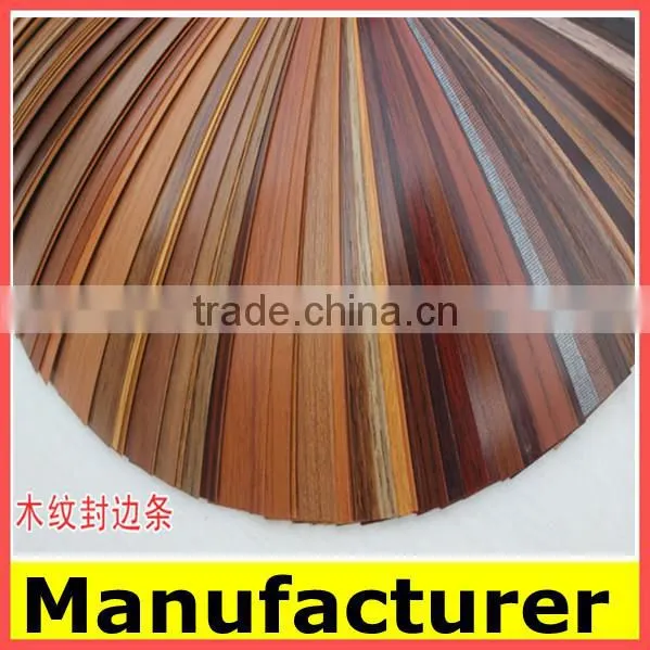pvc edge banding for melamine board/chipboard pvc wood grain and plain colored melamine edge banding tape