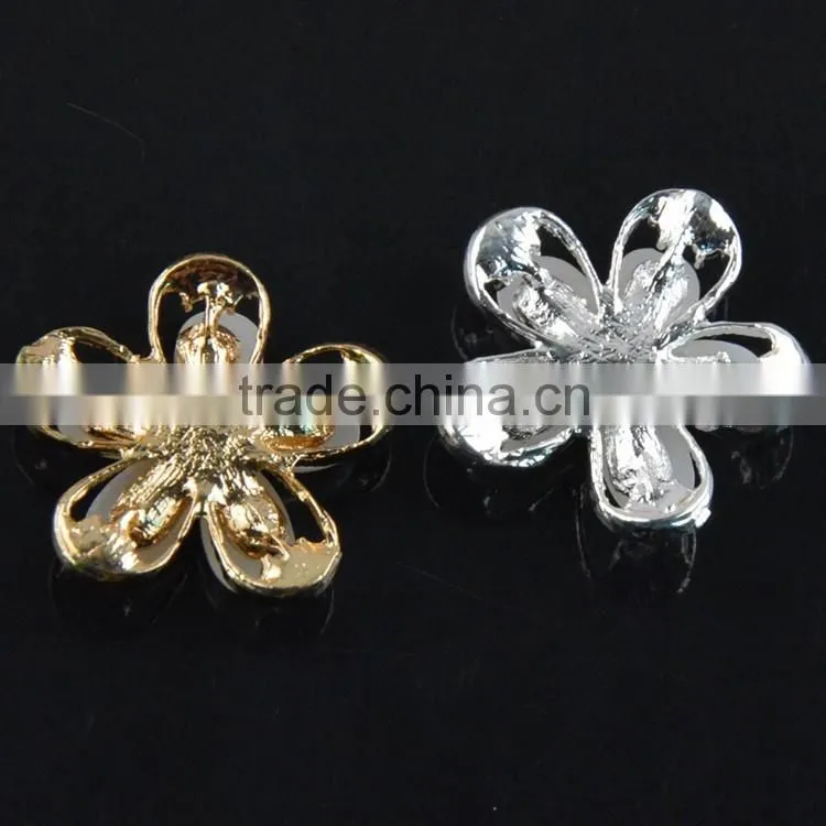 DIY Flower Pearl Embellishment,Hollow Out Flower Pearl Embellishment Flat Back