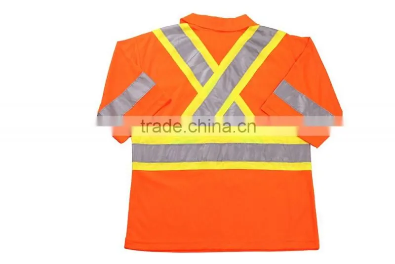 High Visibility Fluorescent Hi-Viz Reflective Safety Polo Shirt 2016 Newest 100% Polyester Two Tone