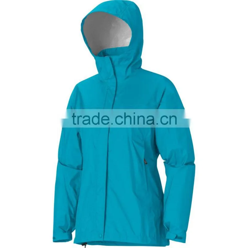 Hooded lightweight women's plain rain jacket