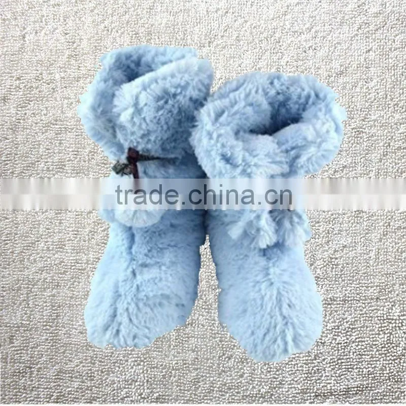 New Ladies Cosy Winter Soft Furry Pom Pom Slippers Boots