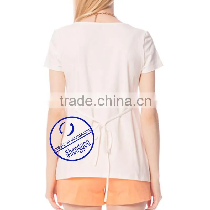 Custom wholesale 100 cotton plain short sleeve maternity t shirt