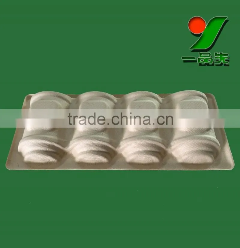 Food Grade Biodegradable Thermoformed Brown Color Eco Friendly Molded Recycled Pulp Bottle Trays Package