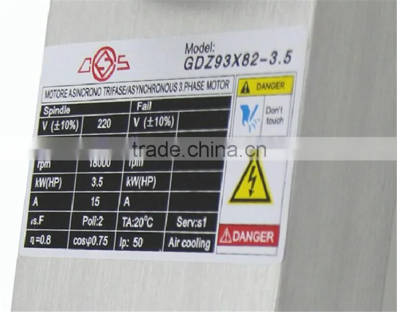 GDZ93x82-3.5(220V) Toauto 3.5kw 220v spindle motor for woodworking machine