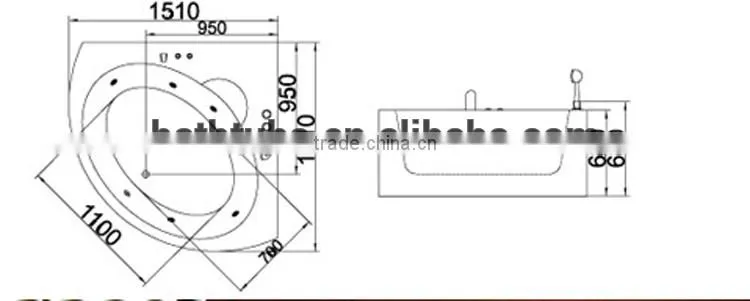 cUPC certified elegant whirlpool bathtub, air jet massage spa bathtub, whirlpool massage