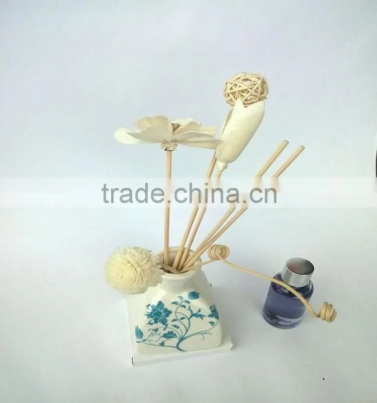 Wholesale Aroma Scented Reed Diffuser With Glass Fragrance Bottle,Aroma Rattan Sticks,Sola Flower