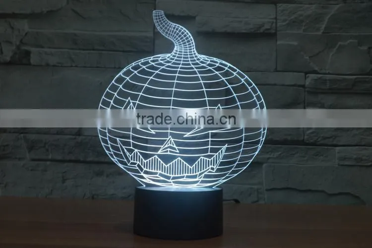 Christmas Gift !3D illusion bulbing Night Light Lamp 7 Color Change Touch Switch Novelty Pumpkin mini light For Hallowen